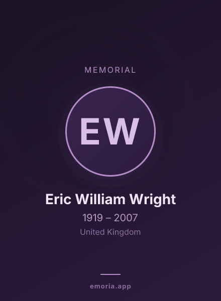 Memorial portrait of Eric William Wright
