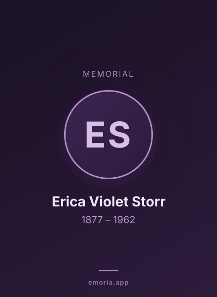 Memorial portrait of Erica Violet Storr