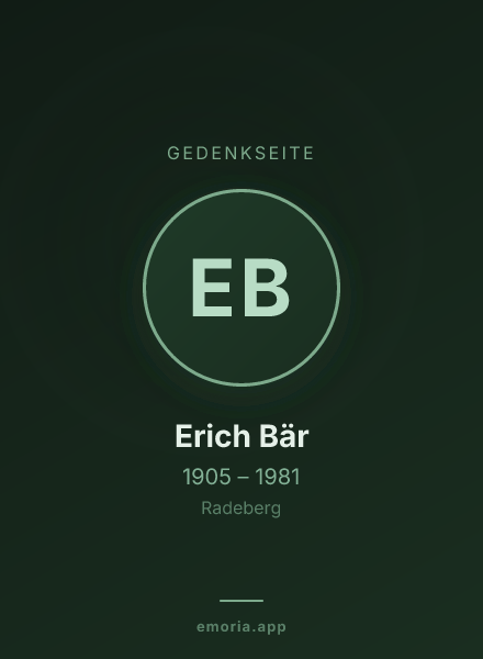Gedenkportrait von Erich Bär
