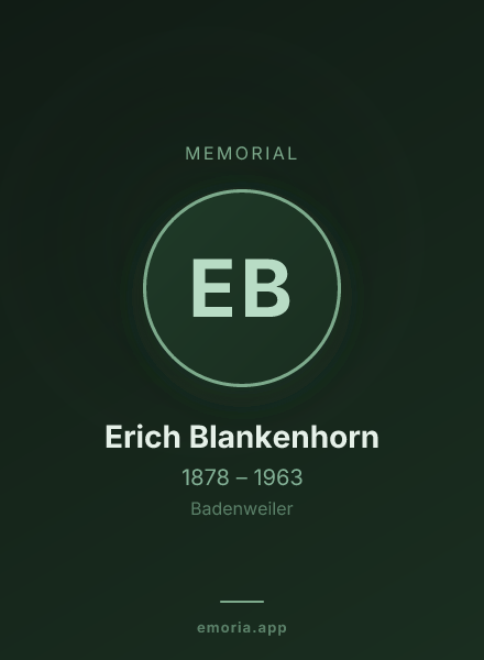 Memorial portrait of Erich Blankenhorn