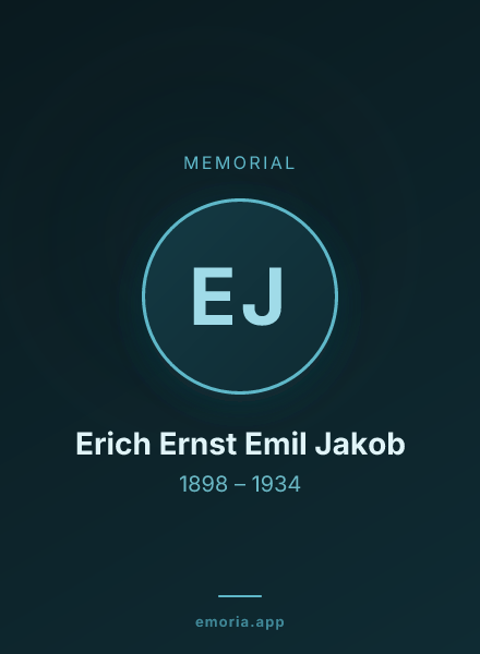 Memorial portrait of Erich Ernst Emil Jakob