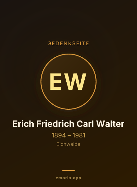 Gedenkportrait von Erich Friedrich Carl Walter