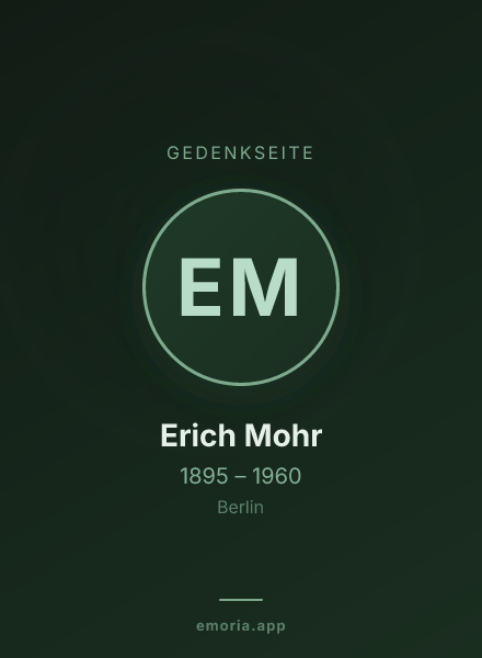 Gedenkportrait von Erich Mohr