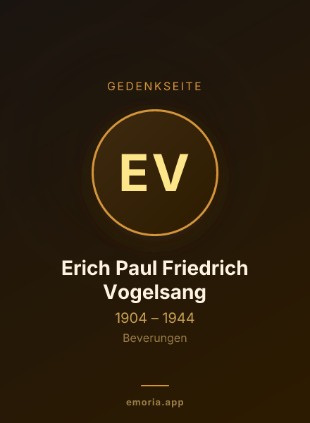 Gedenkportrait von Erich Paul Friedrich Vogelsang