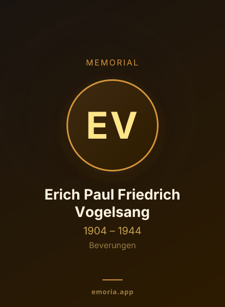 Memorial portrait of Erich Paul Friedrich Vogelsang