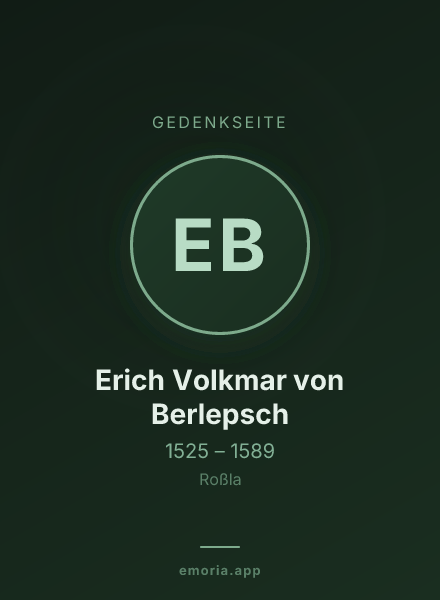 Gedenkportrait von Erich Volkmar von Berlepsch