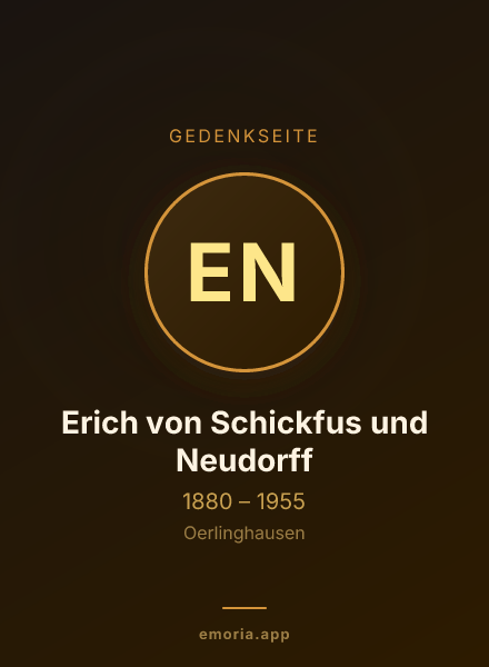 Gedenkportrait von Erich von Schickfus und Neudorff