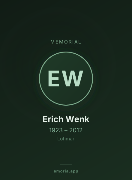 Memorial portrait of Erich Wenk
