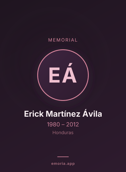 Memorial portrait of Erick Martínez Ávila