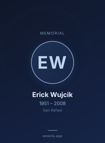 Memorial portrait of Erick Wujcik