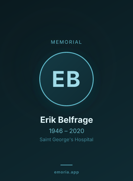 Memorial portrait of Erik Belfrage