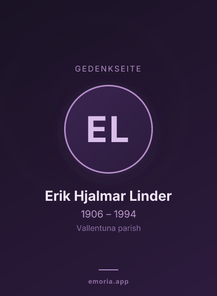 Gedenkportrait von Erik Hjalmar Linder