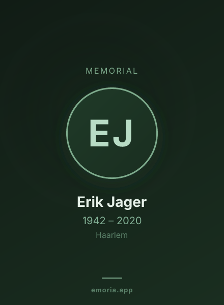 Memorial portrait of Erik Jager