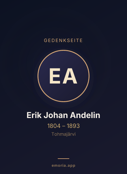 Gedenkportrait von Erik Johan Andelin