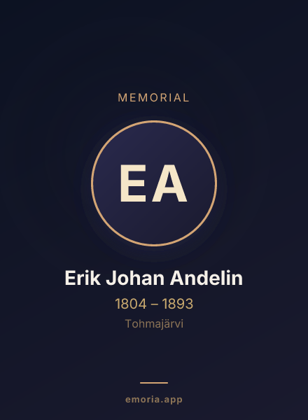 Memorial portrait of Erik Johan Andelin