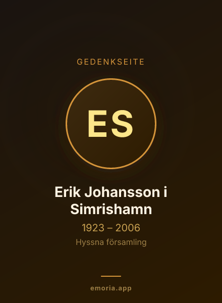 Gedenkportrait von Erik Johansson i Simrishamn