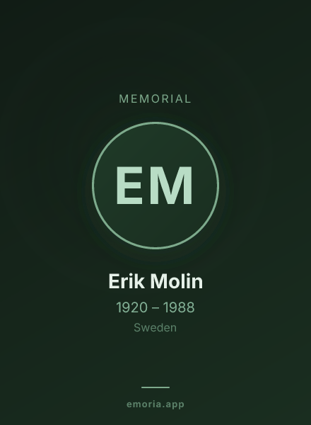 Memorial portrait of Erik Molin
