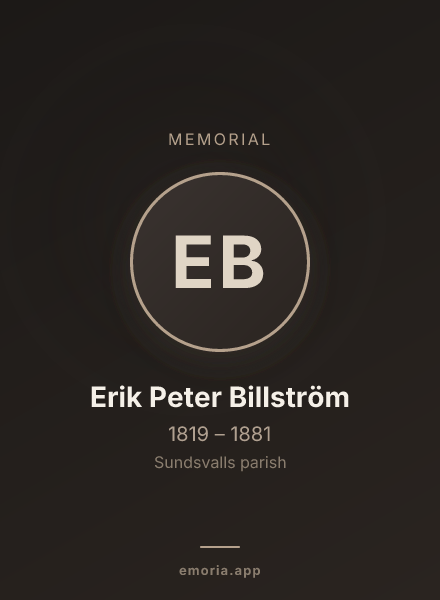 Memorial portrait of Erik Peter Billström