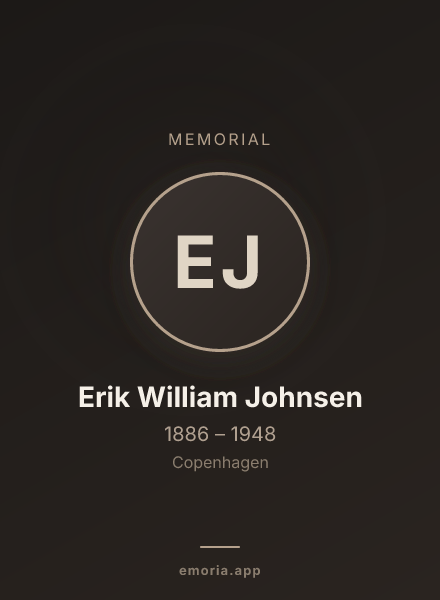 Memorial portrait of Erik William Johnsen