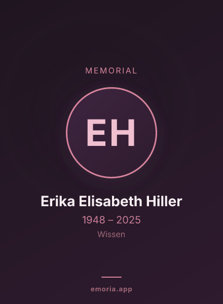 Memorial portrait of Erika Elisabeth Hiller