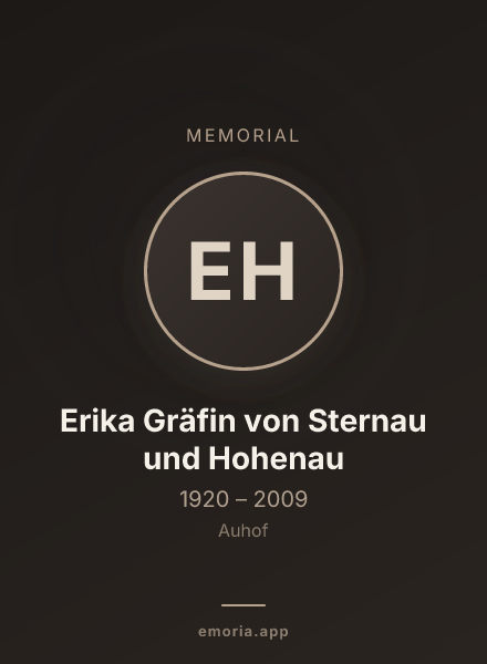 Memorial portrait of Erika Gräfin von Sternau und Hohenau