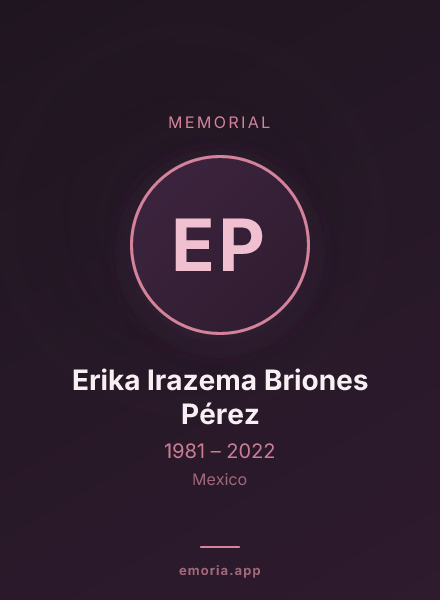Memorial portrait of Erika Irazema Briones Pérez