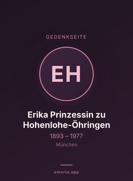 Gedenkportrait von Erika Prinzessin zu Hohenlohe-Öhringen