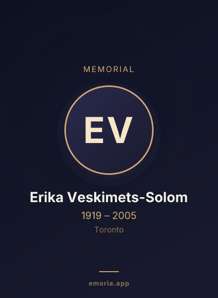Memorial portrait of Erika Veskimets-Solom