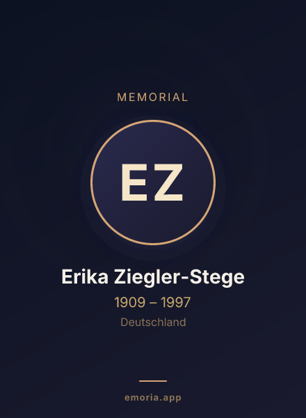 Memorial portrait of Erika Ziegler-Stege