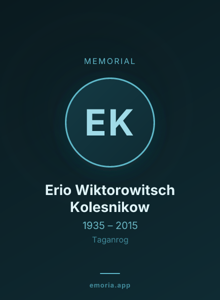 Memorial portrait of Erio Wiktorowitsch Kolesnikow
