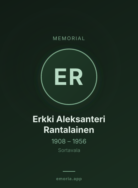 Memorial portrait of Erkki Aleksanteri Rantalainen