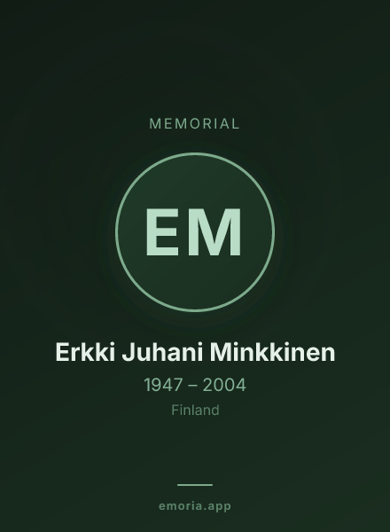 Memorial portrait of Erkki Juhani Minkkinen