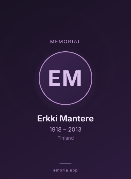 Memorial portrait of Erkki Mantere