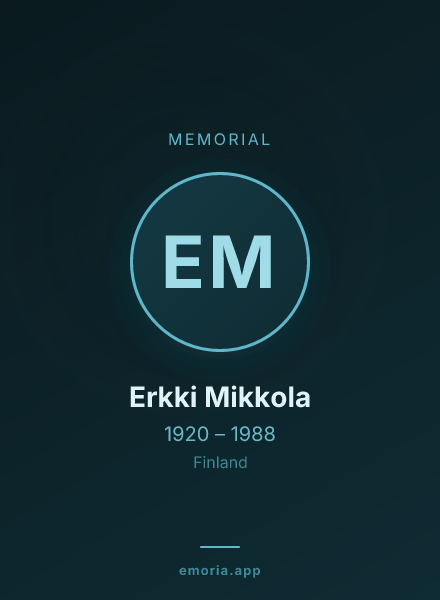 Memorial portrait of Erkki Mikkola