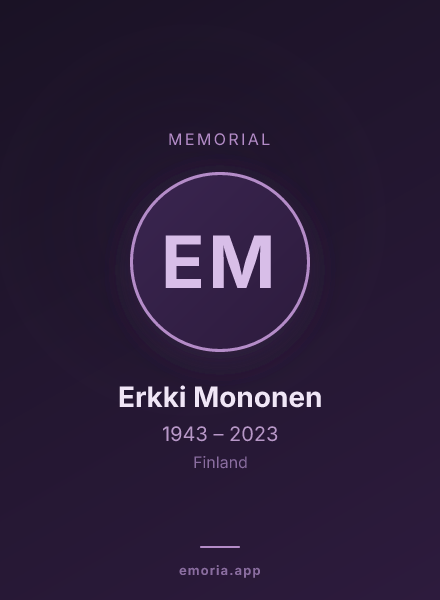 Memorial portrait of Erkki Mononen