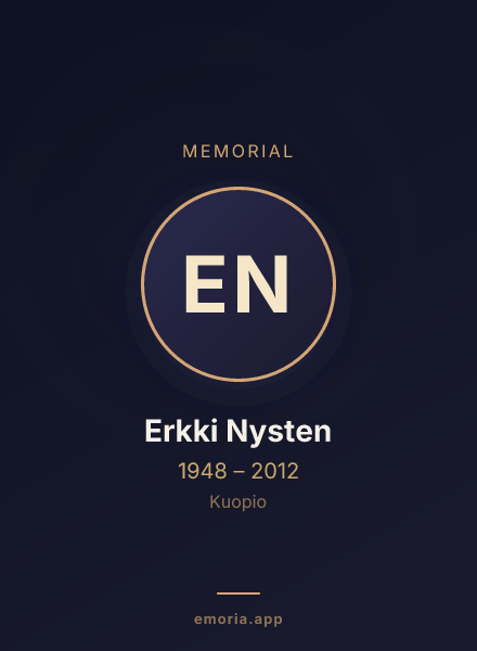 Memorial portrait of Erkki Nysten
