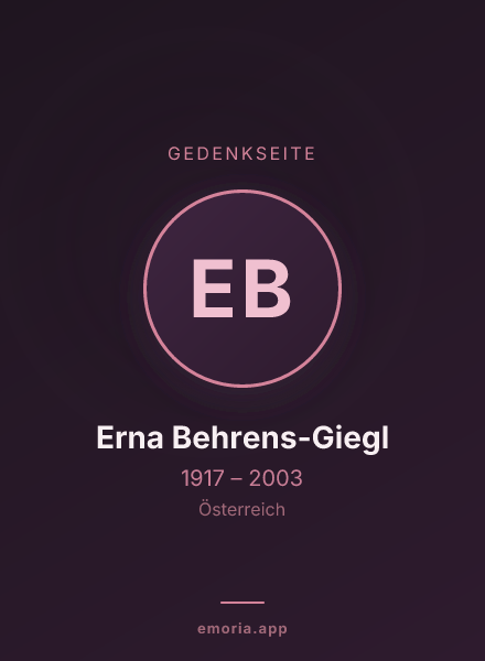 Gedenkportrait von Erna Behrens-Giegl