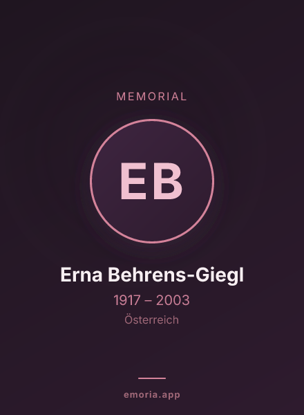 Memorial portrait of Erna Behrens-Giegl