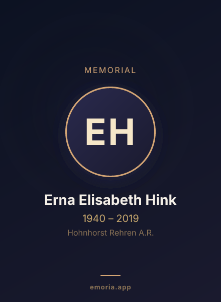 Memorial portrait of Erna Elisabeth Hink