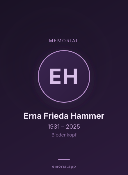 Memorial portrait of Erna Frieda Hammer