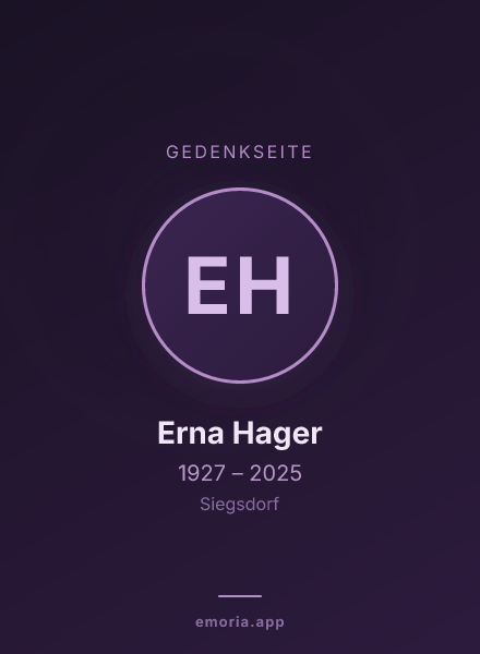 Gedenkportrait von Erna Hager