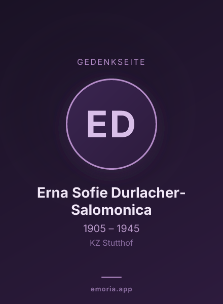 Gedenkportrait von Erna Sofie Durlacher-Salomonica