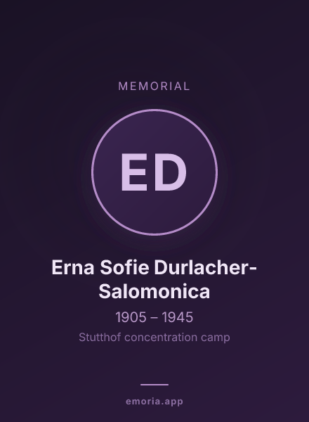 Memorial portrait of Erna Sofie Durlacher-Salomonica