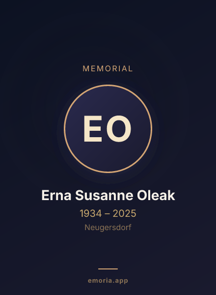 Memorial portrait of Erna Susanne Oleak