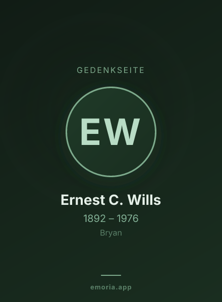 Gedenkportrait von Ernest C. Wills