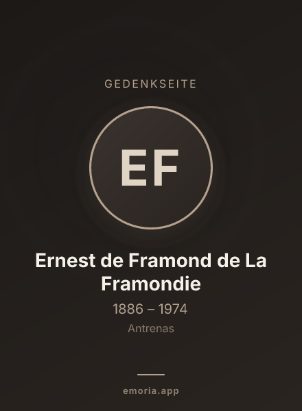 Gedenkportrait von Ernest de Framond de La Framondie