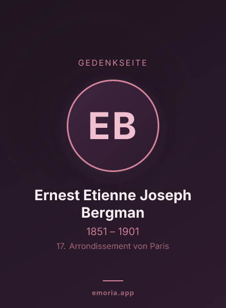 Gedenkportrait von Ernest Etienne Joseph Bergman