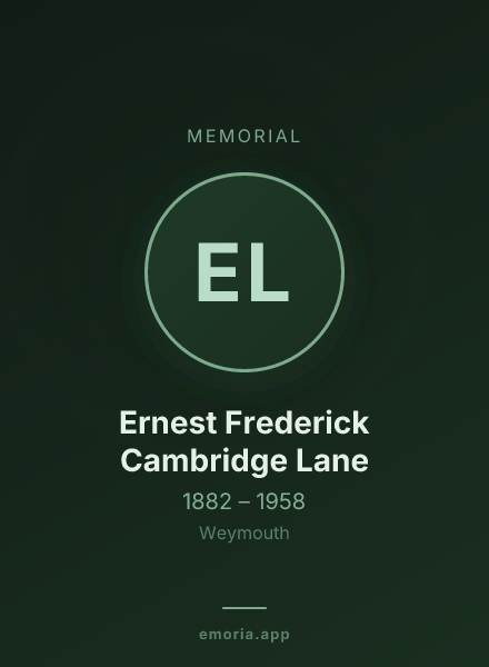 Memorial portrait of Ernest Frederick Cambridge Lane
