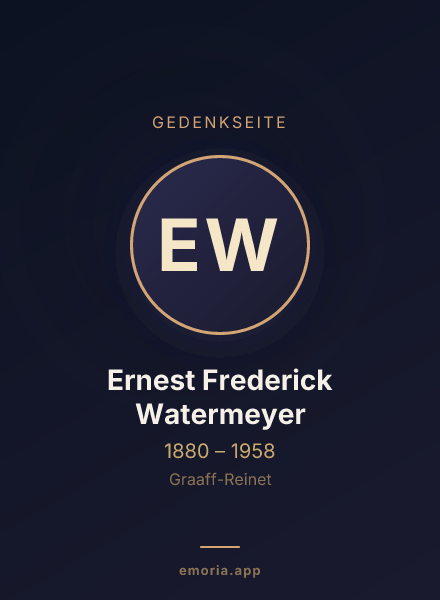 Gedenkportrait von Ernest Frederick Watermeyer