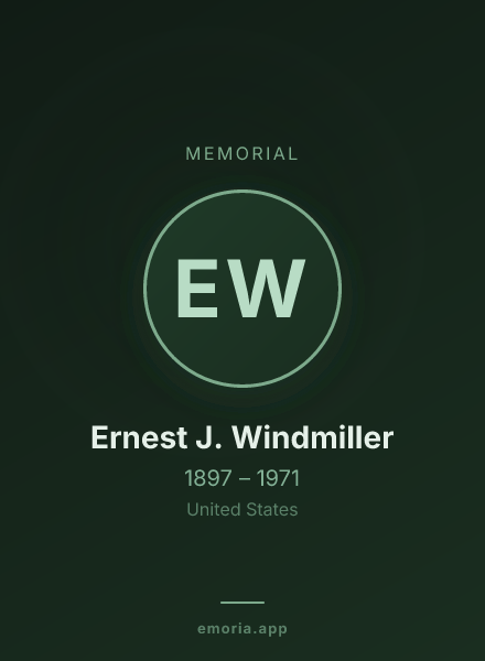Memorial portrait of Ernest J. Windmiller